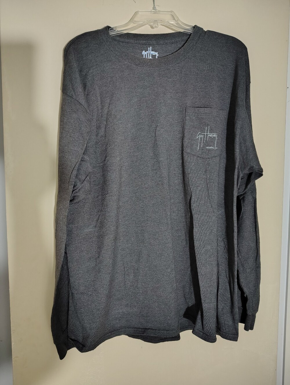 Guy Harvey Long Sleeve Pocket Tee - Charcoal Gray